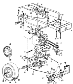 Drive/Frame/Pedal Assembly/Wheels, Rear Diagram and Parts List for 13AM675G372 1997 Yard Machines Lawn Tractor